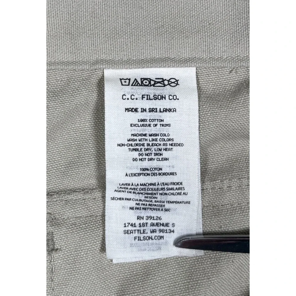 Filson Mens Size 38 Canvas Utility Chino Shorts Button Fly Suspender Buttons